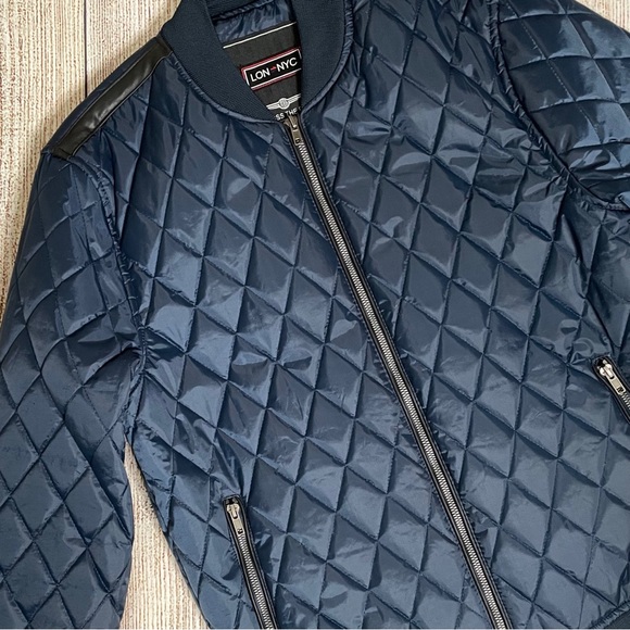 LON NYC Men’s Quilted Bomber Jacket - Picture 2 of 6
